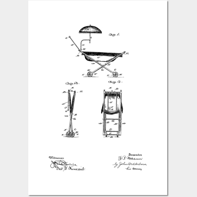 Baby Carriage Vintage Patent Hand Drawing Wall Art by TheYoungDesigns